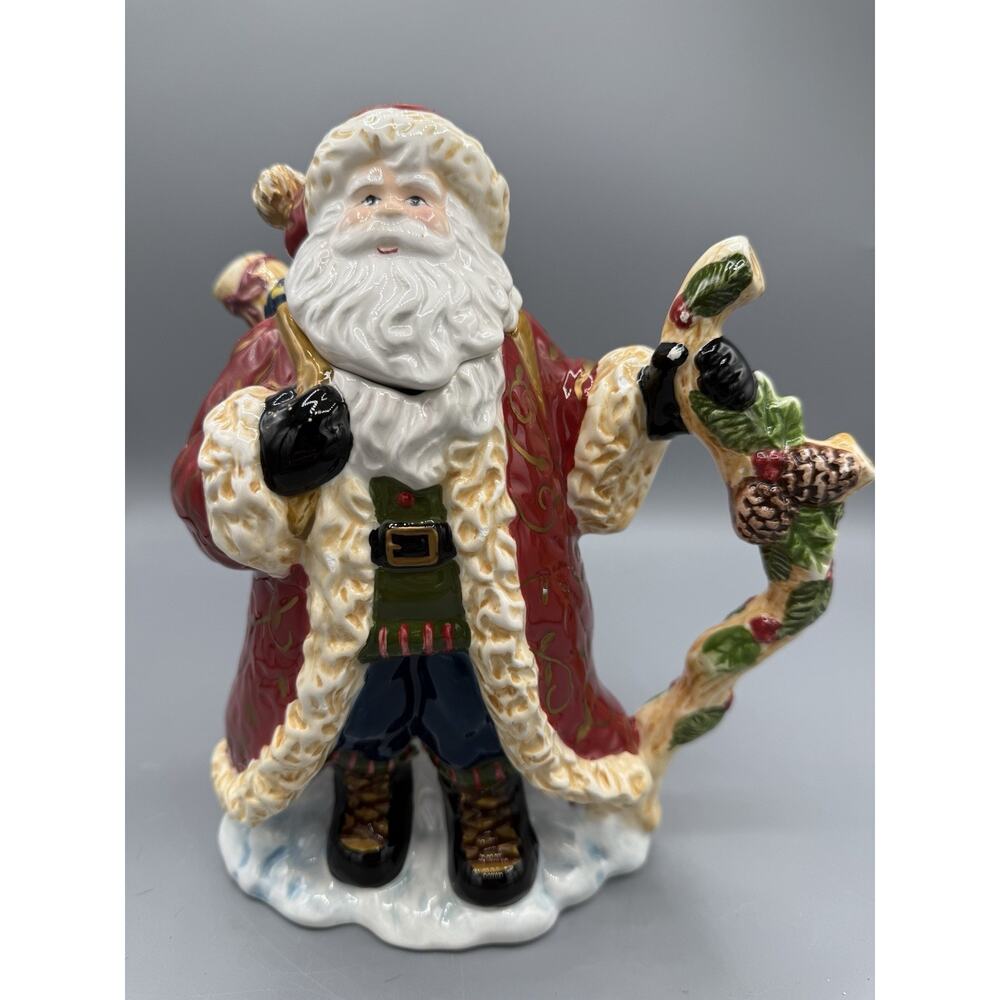 Burton + Burton Santa Pitcher Cookie Jar Hand Painted Ceramic Christmas